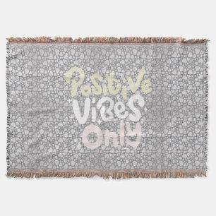 Positive vibes only neutral colour boho style throw blanket