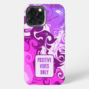 Positive Vibes Only Stylish Abstract Art Purple iPhone 13 Pro Max Case