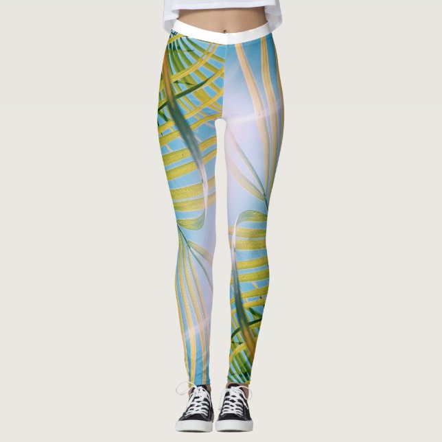 Positive Vibes Palm Tree Sunny Leggings (Front)