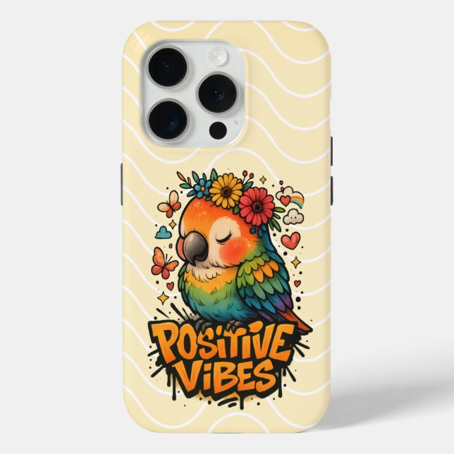 “Positive Vibes” Parrot Case-Mate iPhone Case (Back)