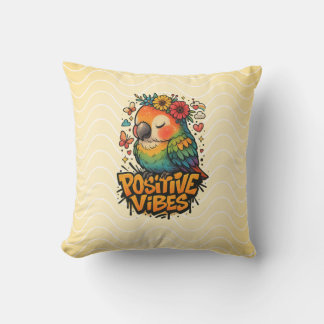 “Positive Vibes” Parrot Cushion