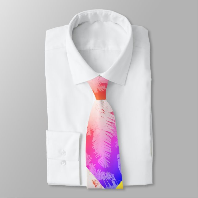 Positive Vibes Pastel Colours Palm Trees Tie (Tied)