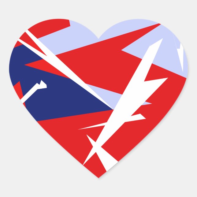 Positive Vibes Red Blue White Heart Sticker (Front)