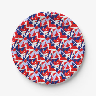 Positive Vibes Red Blue White Paper Plate