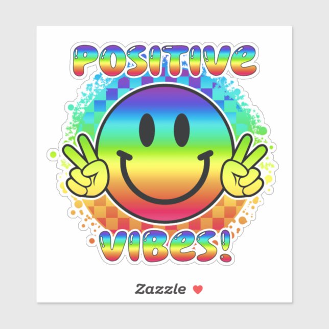 Positive Vibes Smile Face Emoji Peace Sign Vinyl (Sheet)