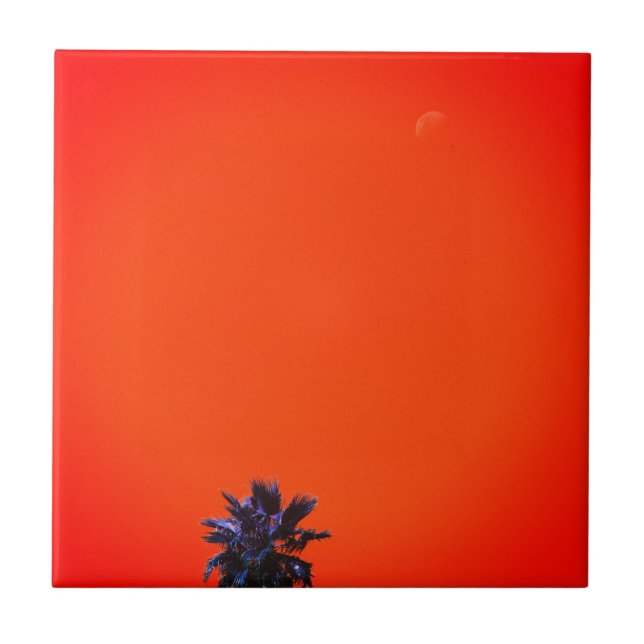 Positive Vibes Tropical Palm Tree Moon Minimalism Tile (Front)