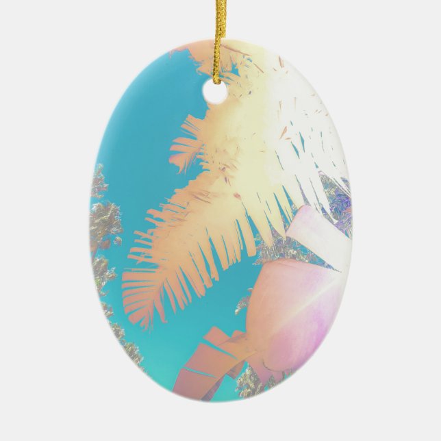 Positive Vibes Tropical Palm Trees Ceramic Tree Decoration (Front)