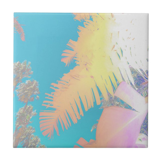 Positive Vibes Tropical Palm Trees Tile (Front)