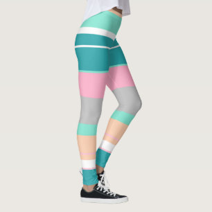 Positive Vibes Turquoise and Peach Leggings