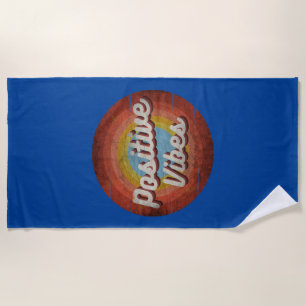positive vibes vintage style beach towel