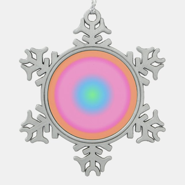 Positive Vibrations - Colourful Radial Gradient   Snowflake Pewter Christmas Ornament (Front)