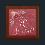 Positive Watercolor Roses Floral 70th Birthday  Gift Box<br><div class="desc">Positive Watercolor Roses Floral 70th Birthday with Quote 70 so what gift box. Motivational and positive gift for a woman. The design features a positive and funny quote 70 so what in modern script and beautiful watercolor roses and twigs on a red leather print. The box is a great gift...</div>