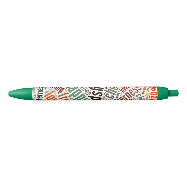 Positive words design black ink pen (Front)