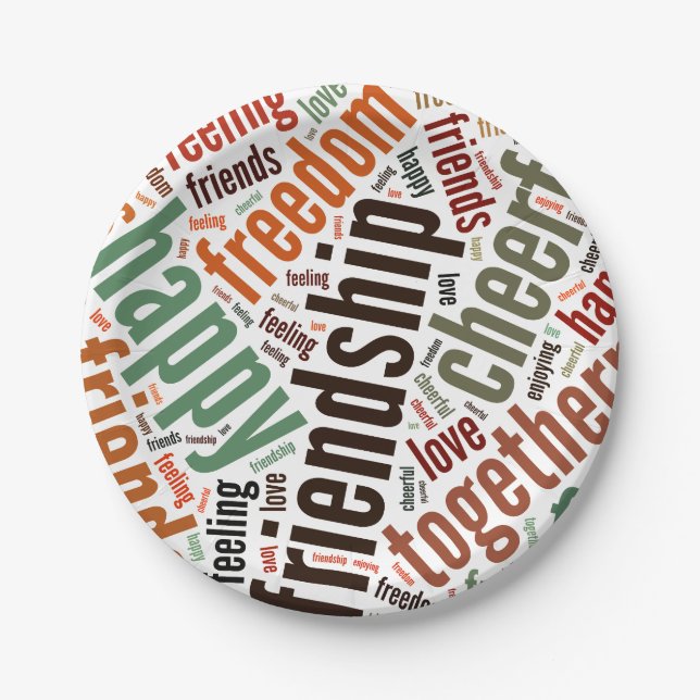 Positive words design paper plate (Front)