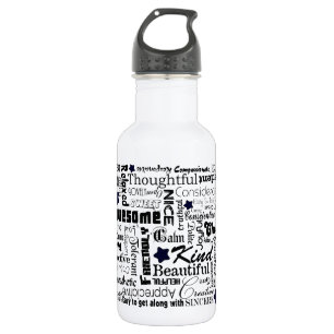 Positive words typography 532 ml water bottle