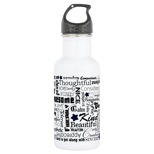 Positive words typography 532 ml water bottle (Front)