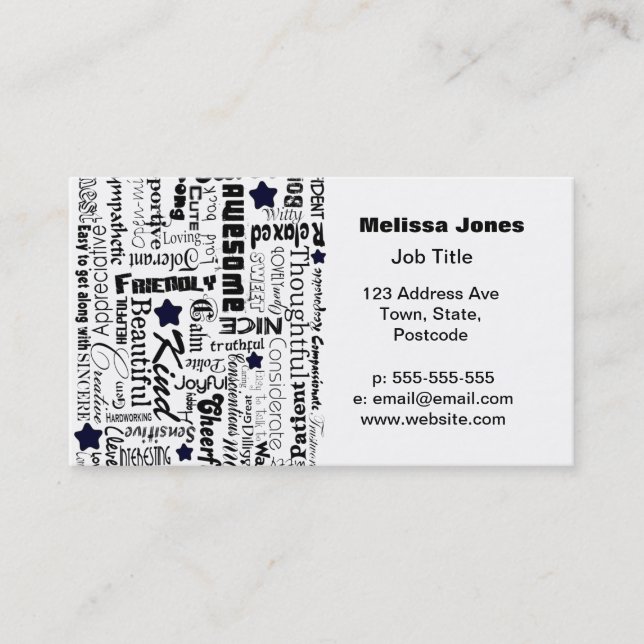 Positive words typography business card (Front)