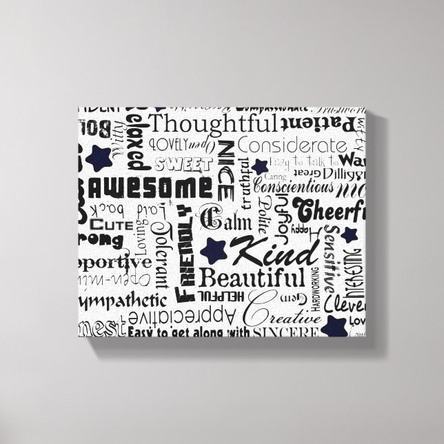 Positive words typography canvas print (Front)