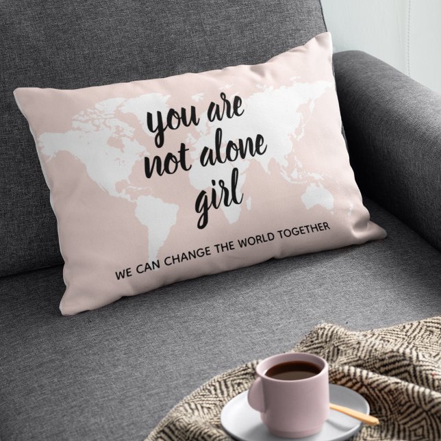 Positive You Are Not Alone Girl Motivation Quote Decorative Cushion (Creator Uploaded)
