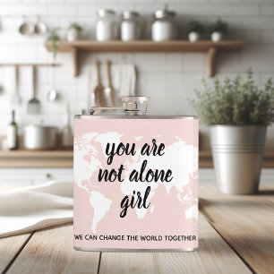 Positive You Are Not Alone Girl Motivation Quote Hip Flask