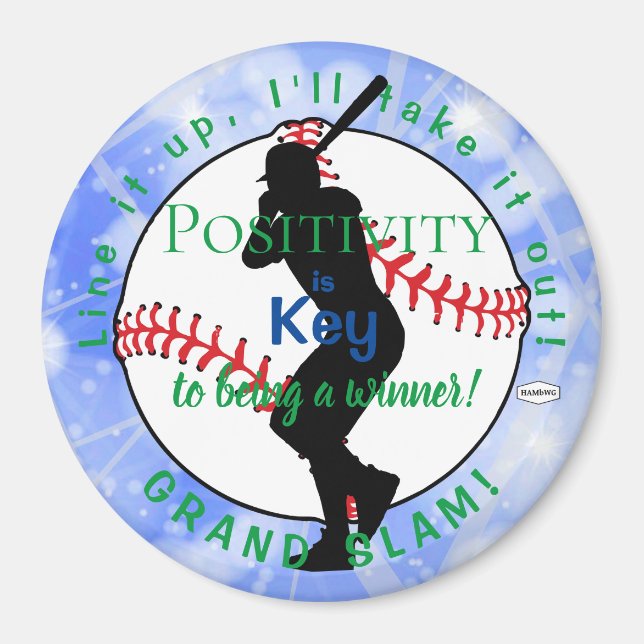 Positivity Baseball  Magnet Light Blue HAMbyWG (Front)