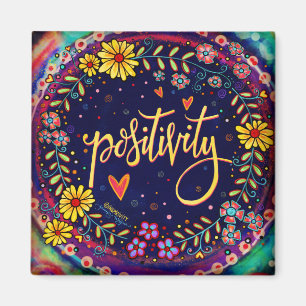 Positivity Fun Floral Trendy ONE WORD Inspirivity Magnet