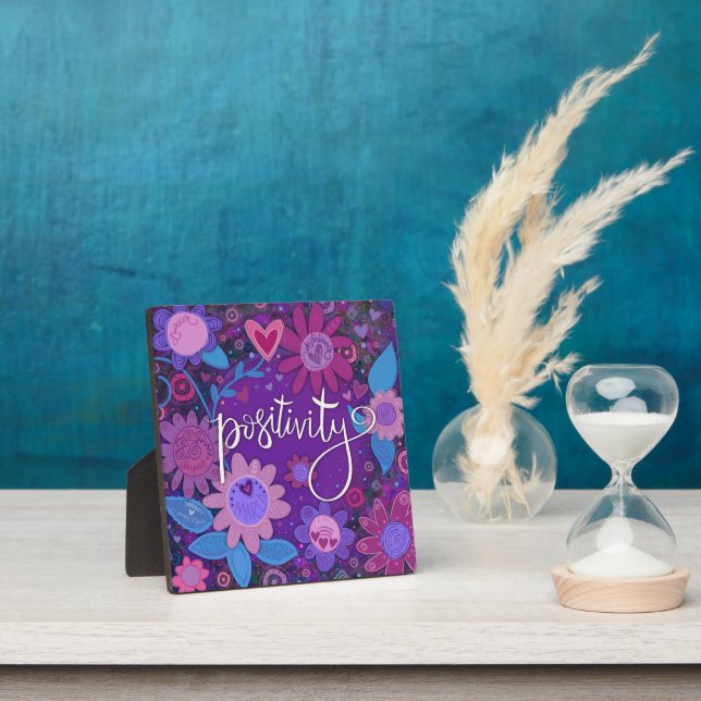 Positivity Inspirational Heart Floral Pretty  Plaque (Insitu)