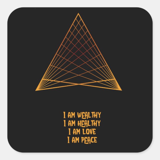 Positivity Mantra Gold Sacred Geometry Square Stic Square Sticker (Front)