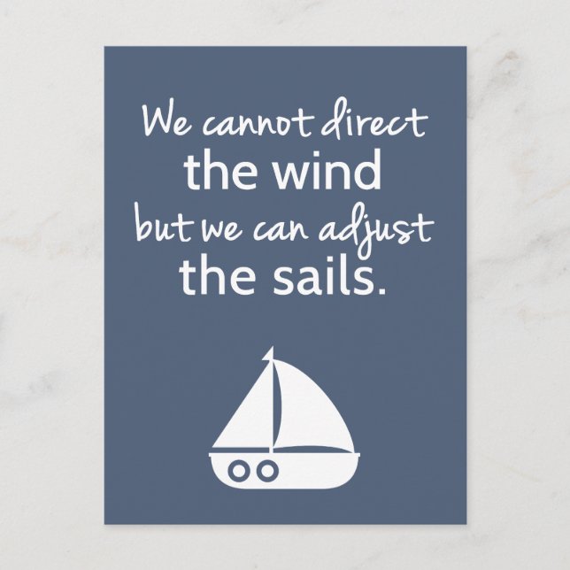 Positivity Mindset Nautical Sail boat Quote Postcard (Front)