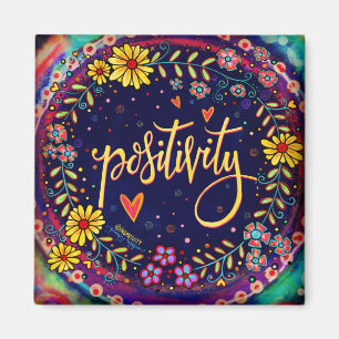 Positivity Pretty Fun Colourful Floral Inspirivity Magnet