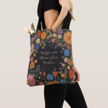 Positivity Tote Bag - Happiness - Folk Florals