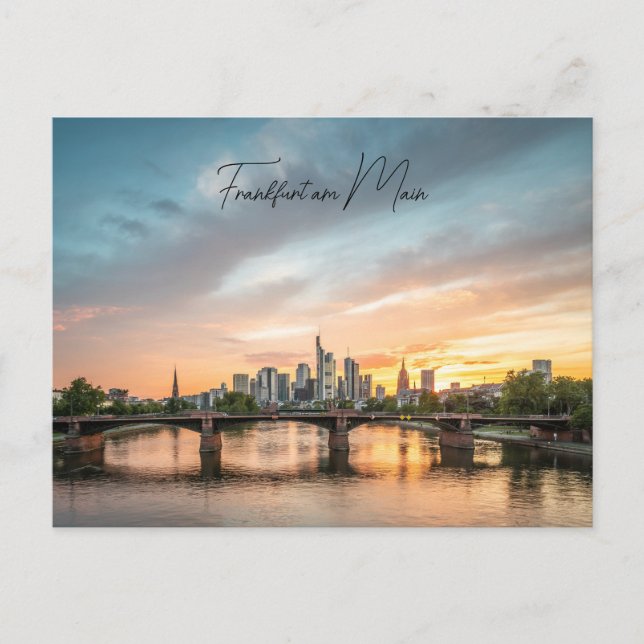 Poskarte Frankfurt , skyline at sunset Postcard (Front)