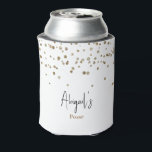 Posse Bachelorette Party Glam Custom  Can Cooler<br><div class="desc">Bridesmaid Bachelorette Party Can Cooler favour,  Posse.  White with Gold Confetti.  Name.  Glam.</div>