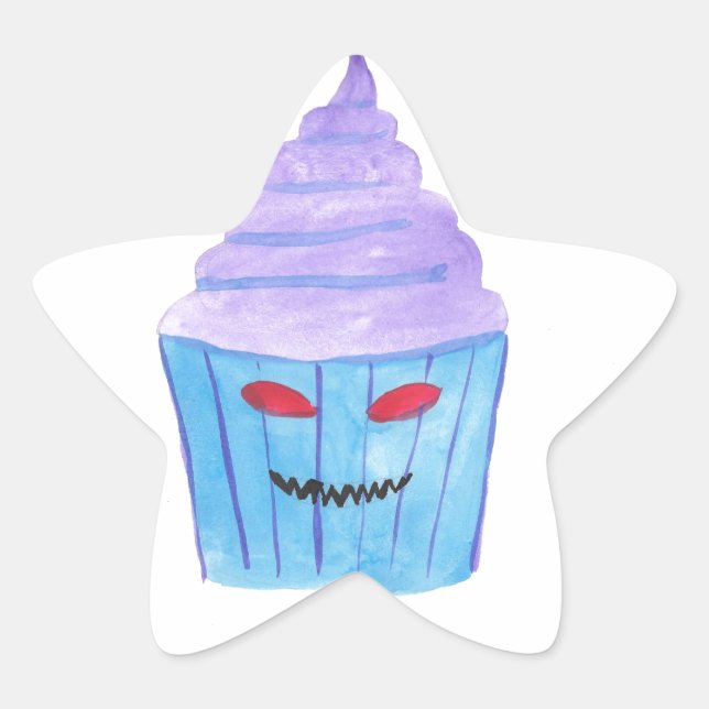 Possessed Cupcake Star Sticker (Front)
