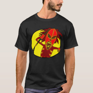 Possessed Warrior Demon Doll - Red on Yellow T-Shirt