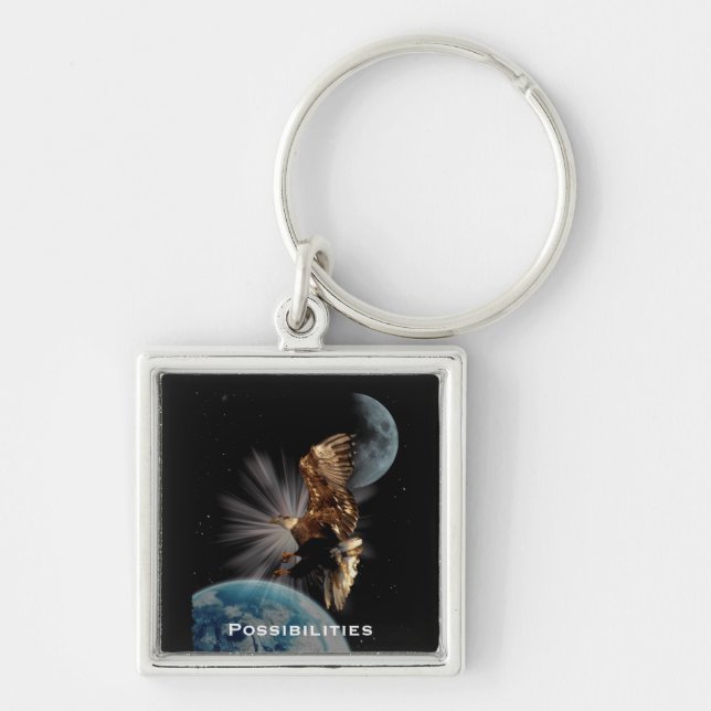 "POSSIBILITIES" Bald Eagle Motivational Gifts Key Ring (Front)