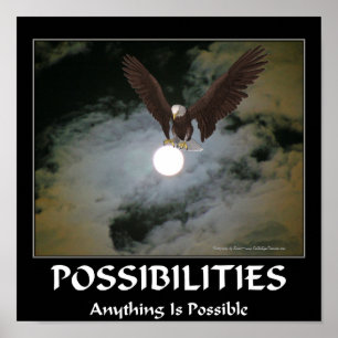 Possibilities Quote Bald Eagle Full Moon Poster
