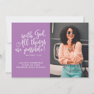 Possible With God Scripture Photo Graduation Announcement