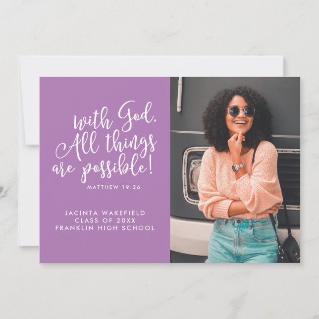 Possible With God Scripture Photo Graduation Announcement (Front)