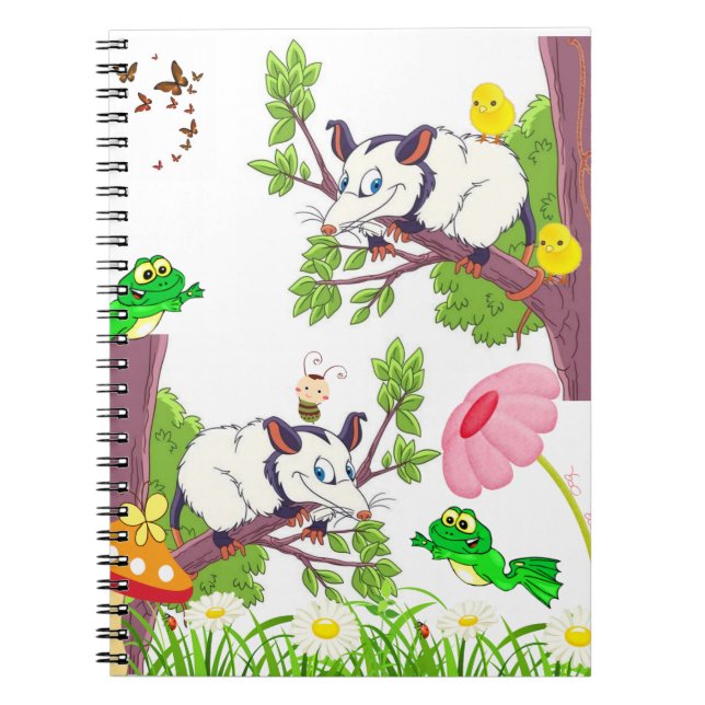 Possum Chick Frog Mushroom Butterfly Notebook (Front)