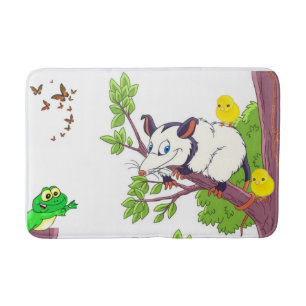 Possum Chicks Frog Floral  Bathroom Bath Mat