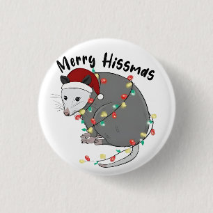 Possum Eat Trash Christmas Lights Merry Hissmass 3 Cm Round Badge