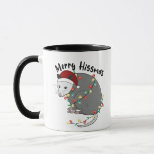 Possum Eat Trash Christmas Lights Merry Hissmass Mug