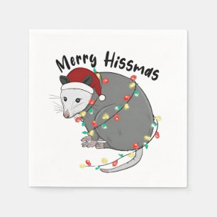 Possum Eat Trash Christmas Lights Merry Hissmass Napkin