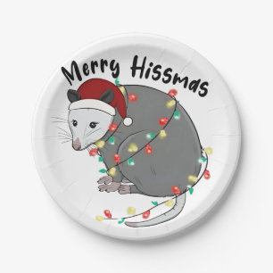 Possum Eat Trash Christmas Lights Merry Hissmass Paper Plate