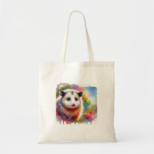 Possum in a Colorful Meadow 070824AREF151 - Waterc Tote Bag