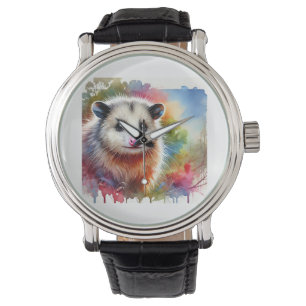 Possum in a Colorful Meadow 070824AREF151 - Waterc Watch