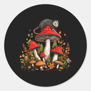 Possum Mushroom Cottagecore Aesthetic Opossum Whis Classic Round Sticker