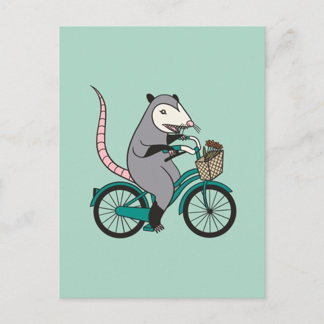 Possum Riding a Bicycle Postcard (Front)
