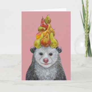Possum with a Pear Tree Card